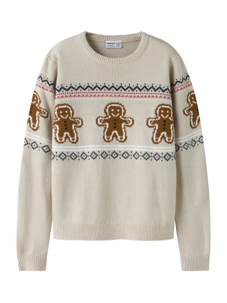 NAME IT Pulover NKNRISMAS bleumarin / maro coniac roşu închis gri