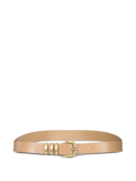 Pasek Eleventy na rzep skórzany brązowy