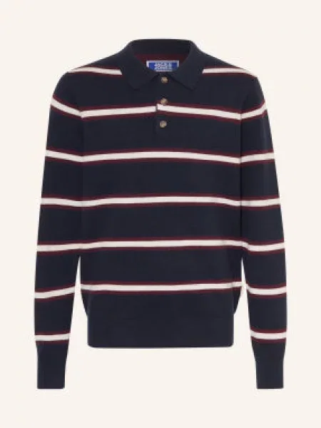 Jack&Jones Pletená Polokošile tmavě modrá / hnědá bílá