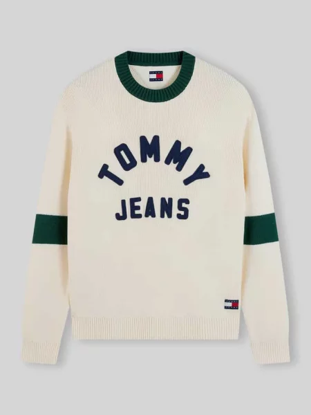 Sweter o kroju regular fit z czystej bawełny model NEW CLASSICS' Tommy Jeans biały
