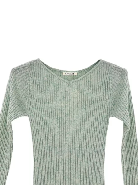 Rochie midi Auralee din cașmir verde