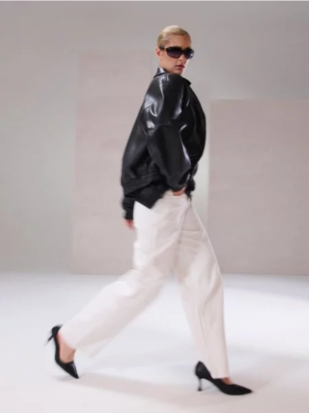 Джинси wide leg із середньою посадкою та перехрещеним поясом білий