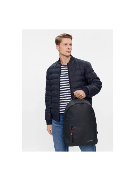 Lniany plecak Tommy Hilfiger niebieski
