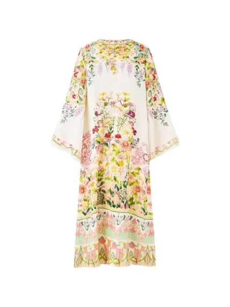 Rochie Camilla cu model floral cu decolteu în V de costum