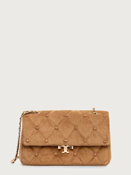 Tory Burch geantă poștaș pentru femei din piele Bunny Knot maro