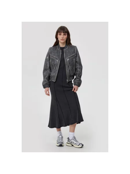 Шкіряний бомбер вінтаж Estro сірий