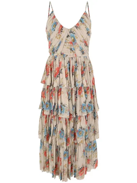 Sukienka midi Sea w kwiatki z nadrukiem do kolan