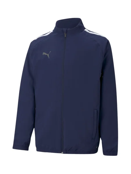 PUMA Športová bunda Team Liga tmavomodrá / tmavosivá biela