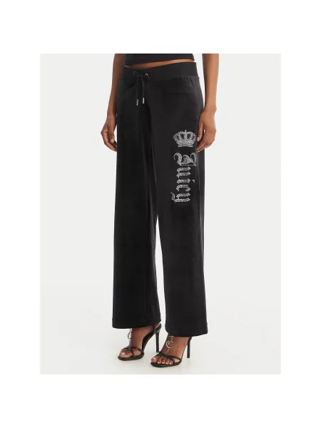 Juicy Couture Melegítő alsó Gothic Crown Straight Leg fekete