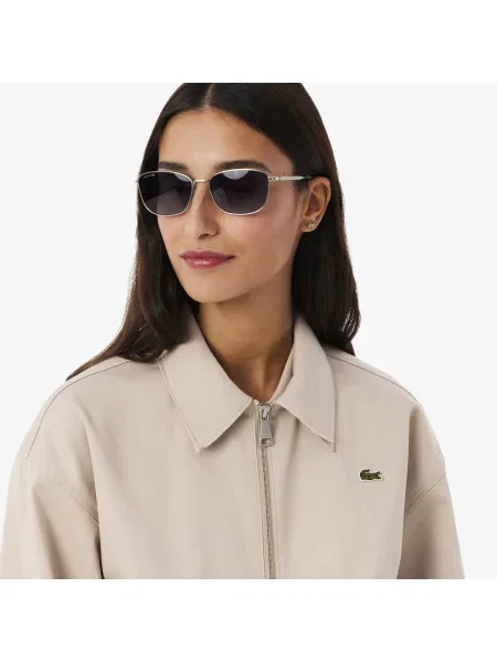 Lacoste Kurtka Z Elastycznej Gabardyny Z Podwójnym Kołnierzem beżowa