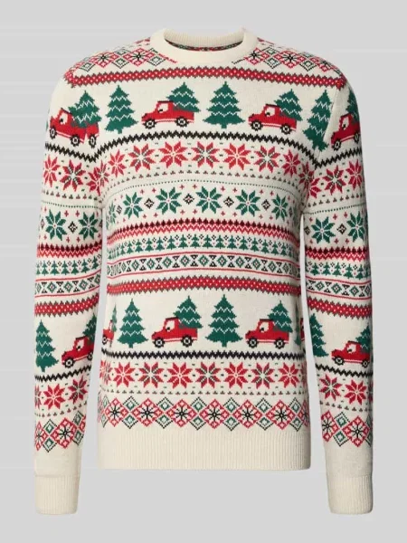 Sweter z dzianiny w kroju regular fit z wyhaftowanym motywem model CAR' Montego