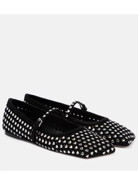 Balerini Amina Muaddi din piele de cristal negru