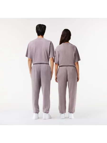 Lacoste Spodnie Dresowe Z Polaru Bawełnianego fioletowe