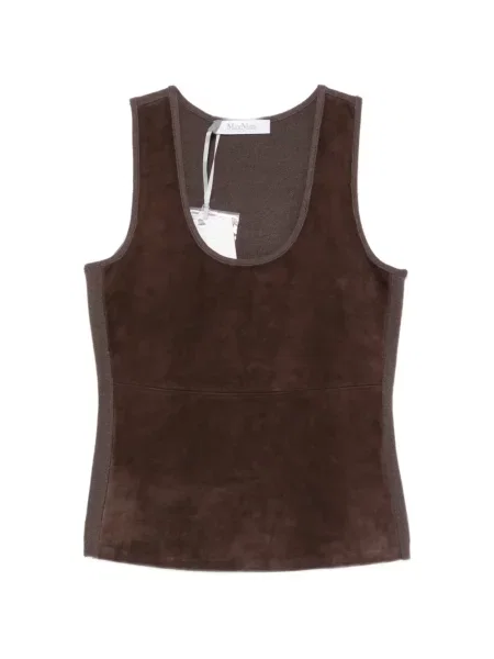 Top Max Mara din piele de căprioară maro
