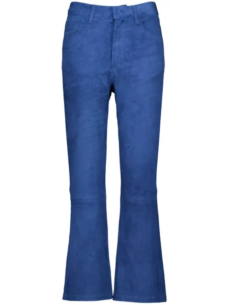 Pantaloni Paula din piele de căprioară albastru