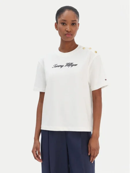 TOMMY HILFIGER Tricou negru alb
