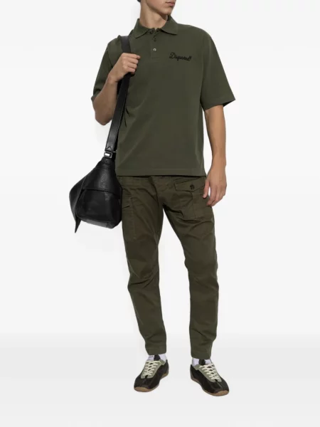 Tricou polo Dsquared2 cu broderie verde