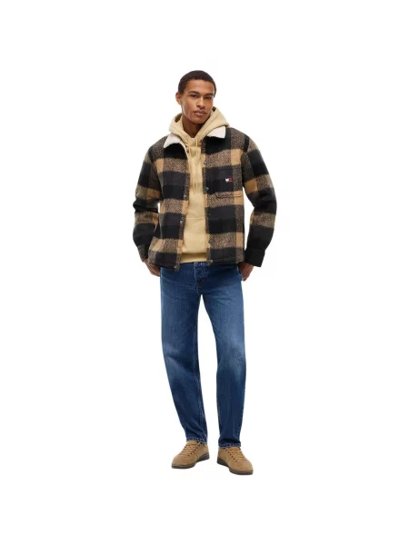 Tommy Jeans košeľová bunda pánska čierna