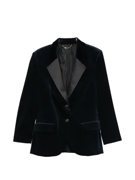 Sacou Victoria Beckham de catifea cu rever albastru