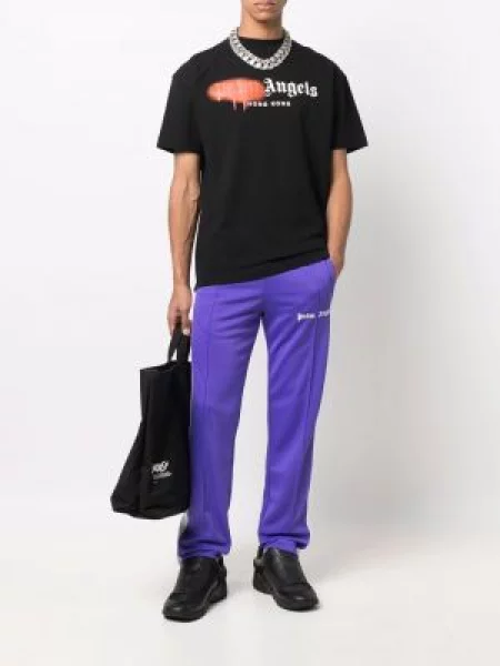 Raštuotas marškinėliai Palm Angels juoda