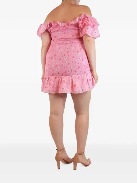 Rochie mini Loveshackfancy cu model floral cu imagine roz