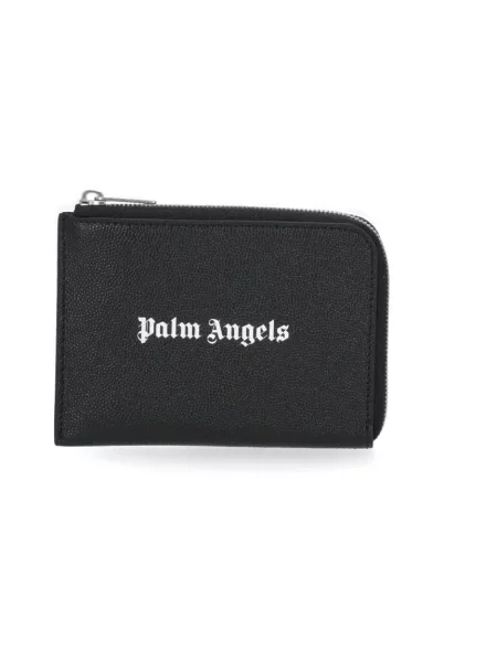 Portfel Palm Angels skórzany z nadrukiem czarny
