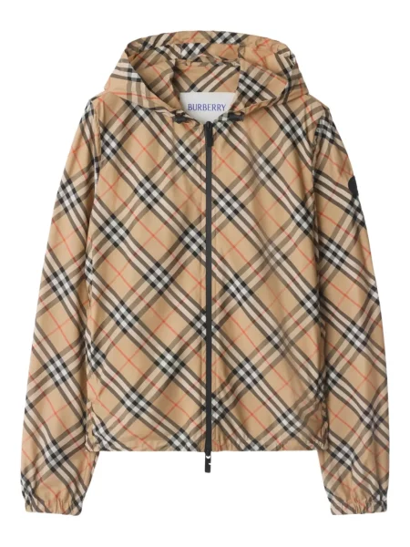 Geacă Burberry în carouri cu glugă