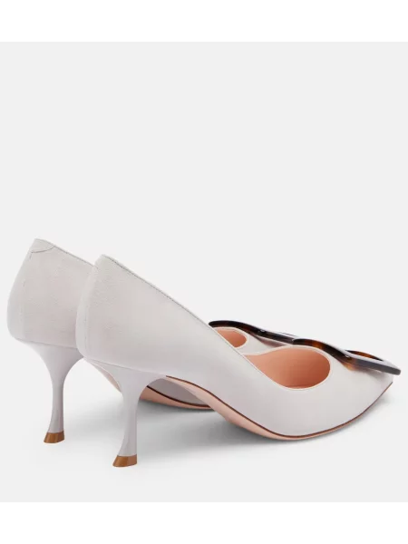 Pantofi cu toc Roger Vivier din piele de căprioară alb
