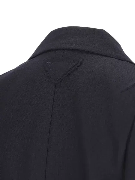 Sacou Prada cu model herringbone albastru