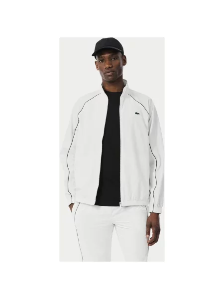 Kurtka Lacoste Water-Repellent Trim Accent biało czarna S biała