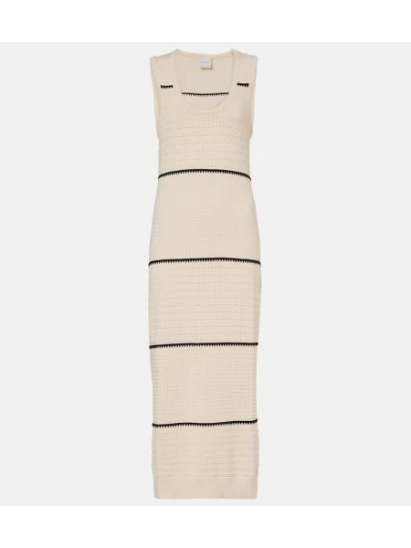 Rochie midi Varley cu dungi până la genunchi de costum alb