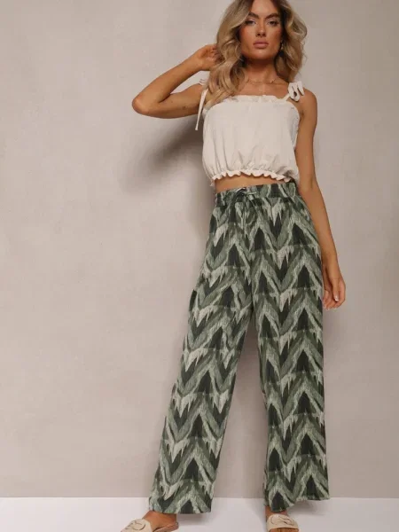 Pantaloni largi cu și șnur în talie Vayolet verzi