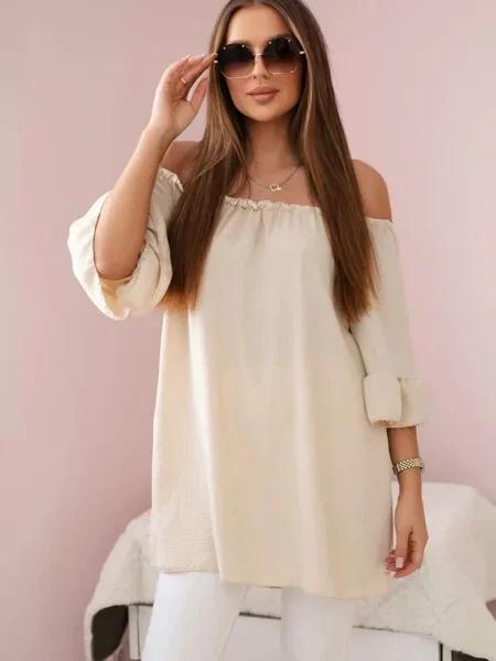 Bluză Kesi cu volane bej