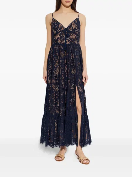 Sukienka wieczorowa Michael Michael Kors koronkowa wiązana garniturowa niebieska
