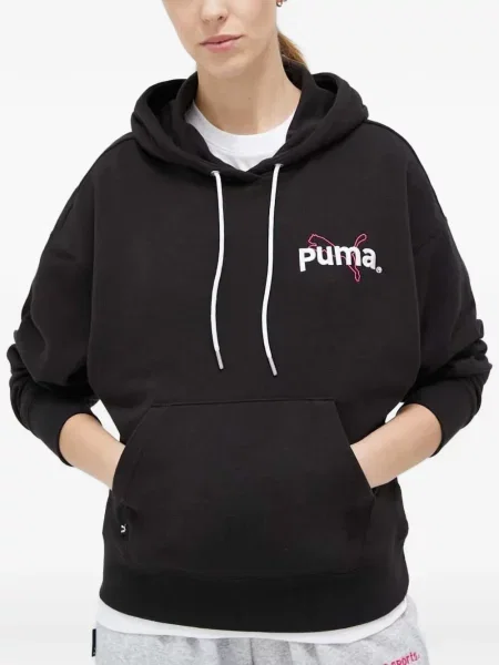 Hanorac cu glugă Puma cu autograf cu cordon negru