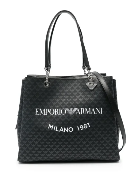 Geantă Emporio Armani cu imagine negru