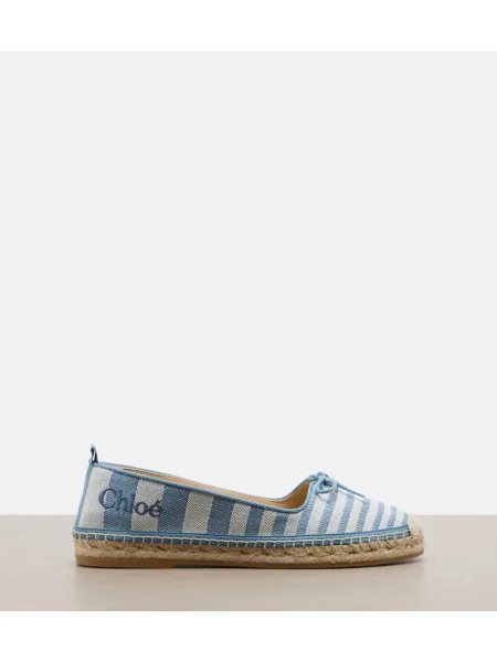 Espadrile Chloé cu dungi din canvas albastru