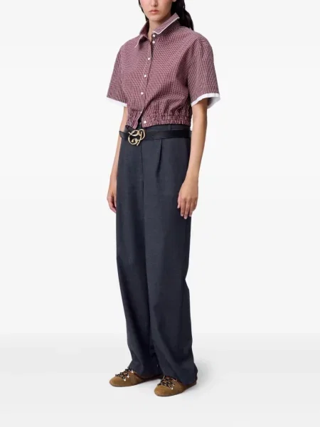 Koszula Claudie Pierlot w kratkę o krotszym kroju czerwona