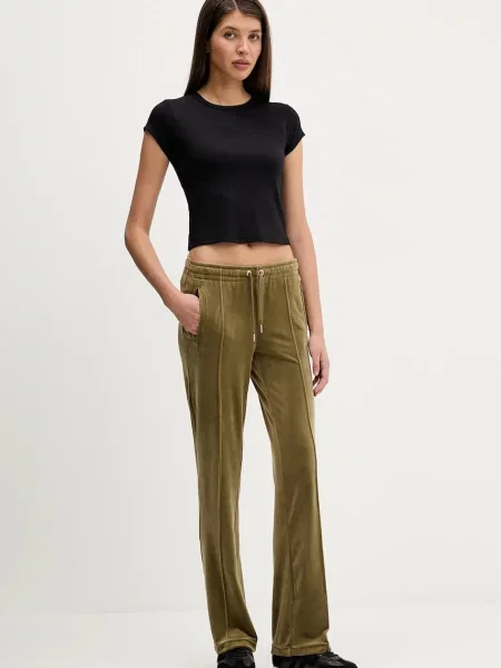 Спортивні велюрові штани Juicy Couture з аплікацією бежевий