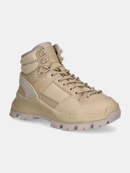 Боти Tommy Jeans TJW FEMININE HYBRID BOOT с равна подметка бежово