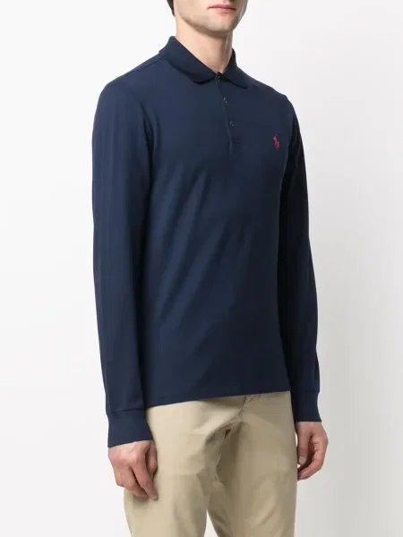 Pulover Polo Ralph Lauren lung de jumătate de fermoar stretch albastru