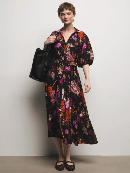 Medicine sukienka rozkloszowana z wiskozą czarna