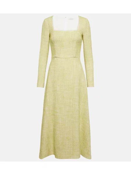 Sukienka midi Emilia Wickstead tweedowa do kolan garniturowa zielona