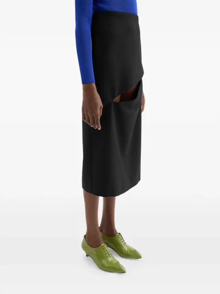 Spódnica midi Jil Sander do kolan czarna