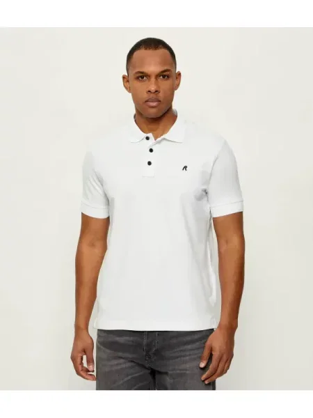 Tricou polo Replay alb