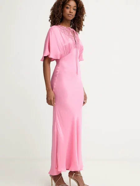 Twinset rochie din vâscoză roz