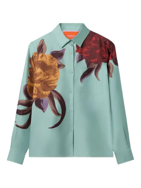 Cămașă La Doublej cu model floral cu imagine albastru