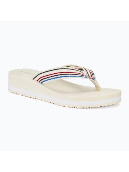 Žabky Tommy Hilfiger Wedge Stripes Beach Sandal calico béžové