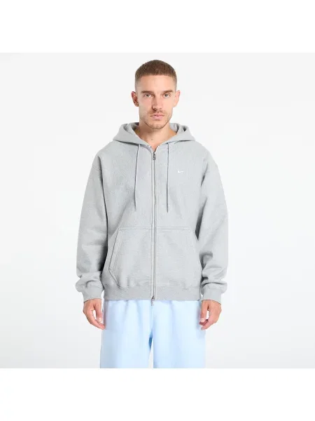 Φούτερ Nike Solo Swoosh Full-Zip Fleece Hoodie Dk Grey Heather/ Lt Smoke Grey/ White XXL λευκό