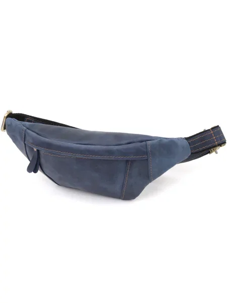 Кожаная поясная сумка Shvigel синяя